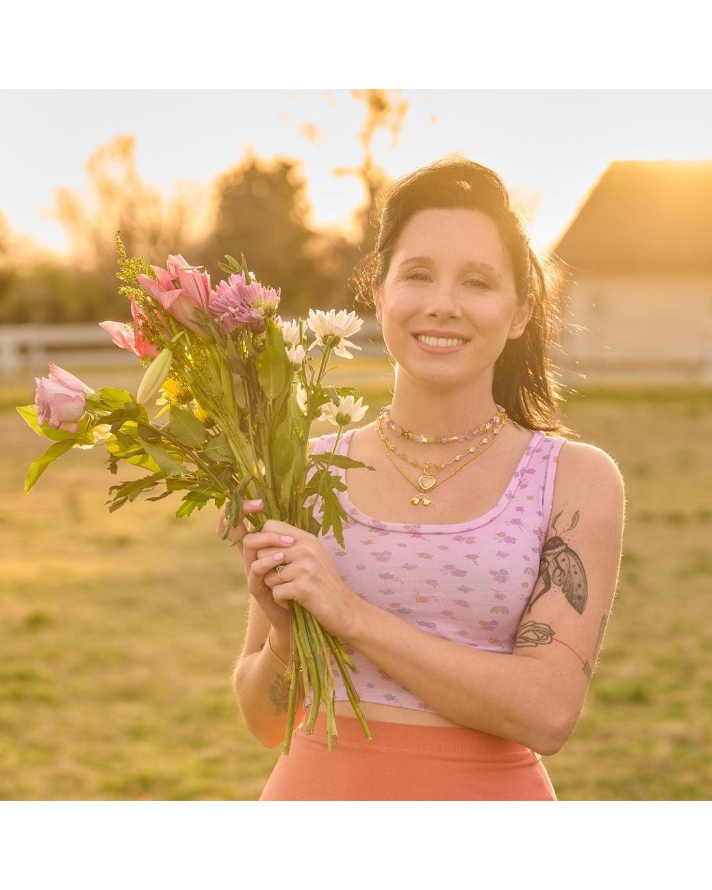 Cloud Haven Yellow Ditsy Floral Tank