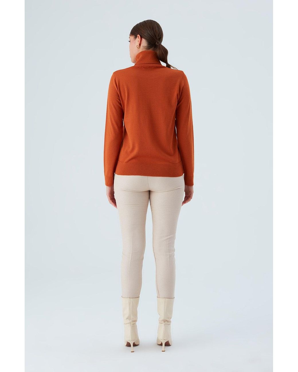 Peraluna Orange Valeria Fine Turtleneck Pullover