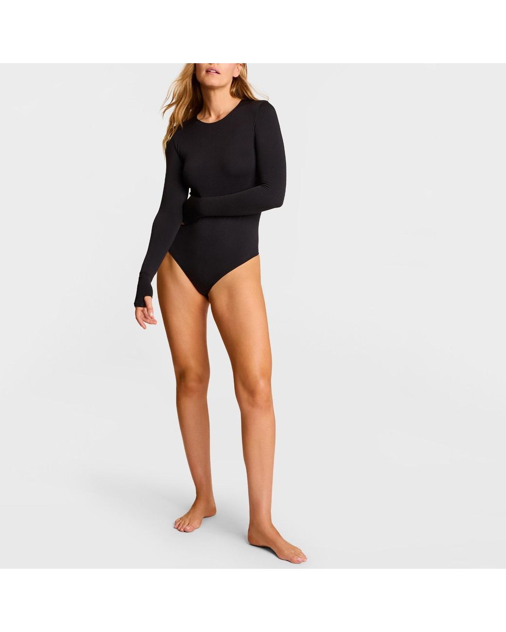 Commando Black Prima Ballet Long Sleeve Bodysuit With Thumbholes