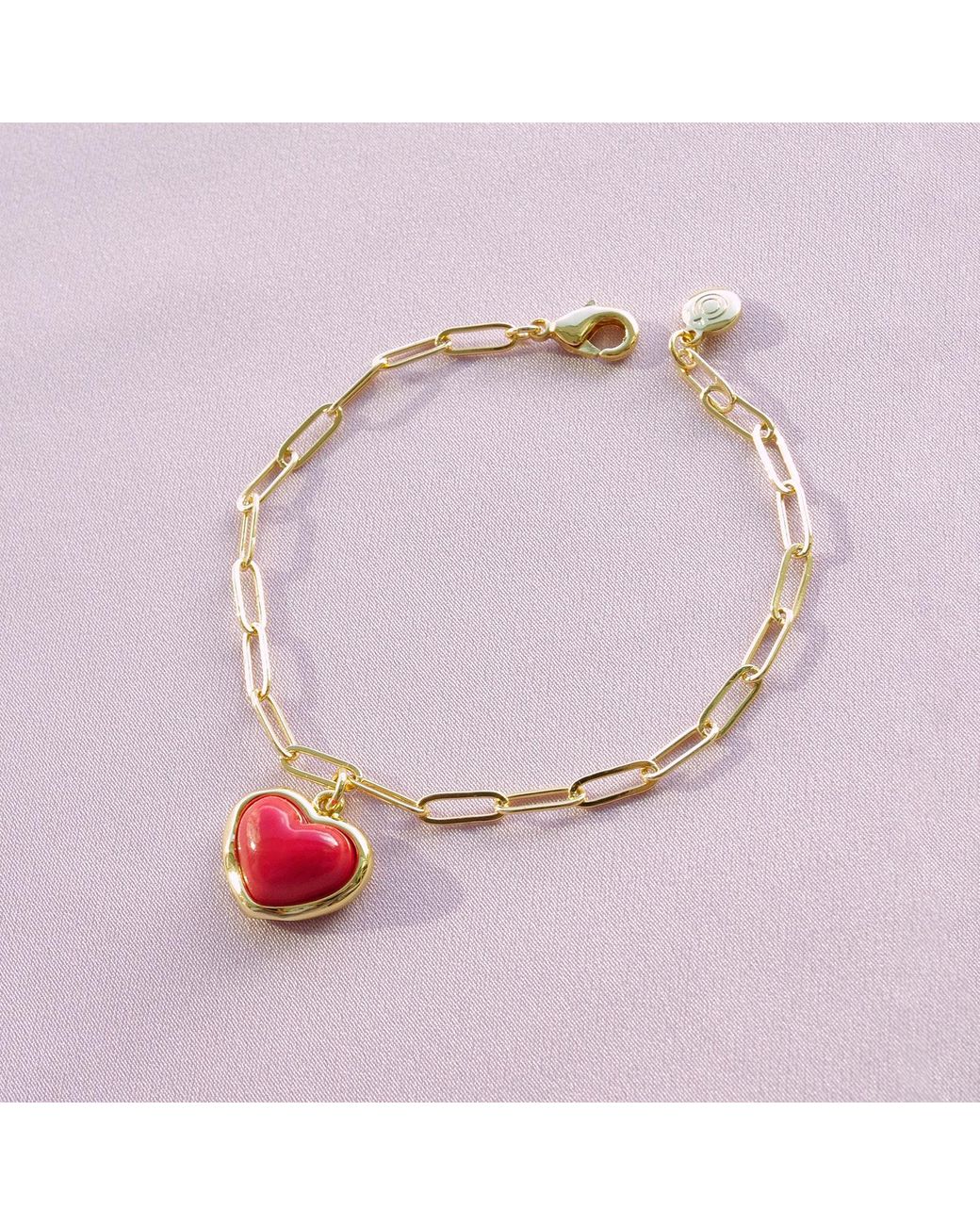 POPORCELAIN Brown Porcelain Heart Charm Bracelet