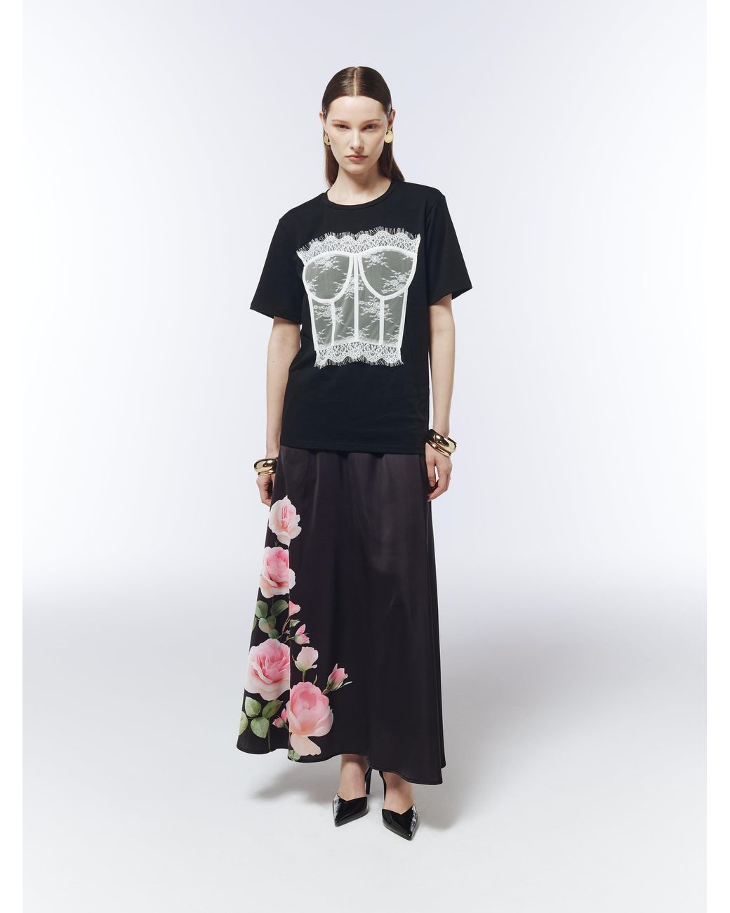 Sour Figs Black Lace Corset Illusion T-Shirt