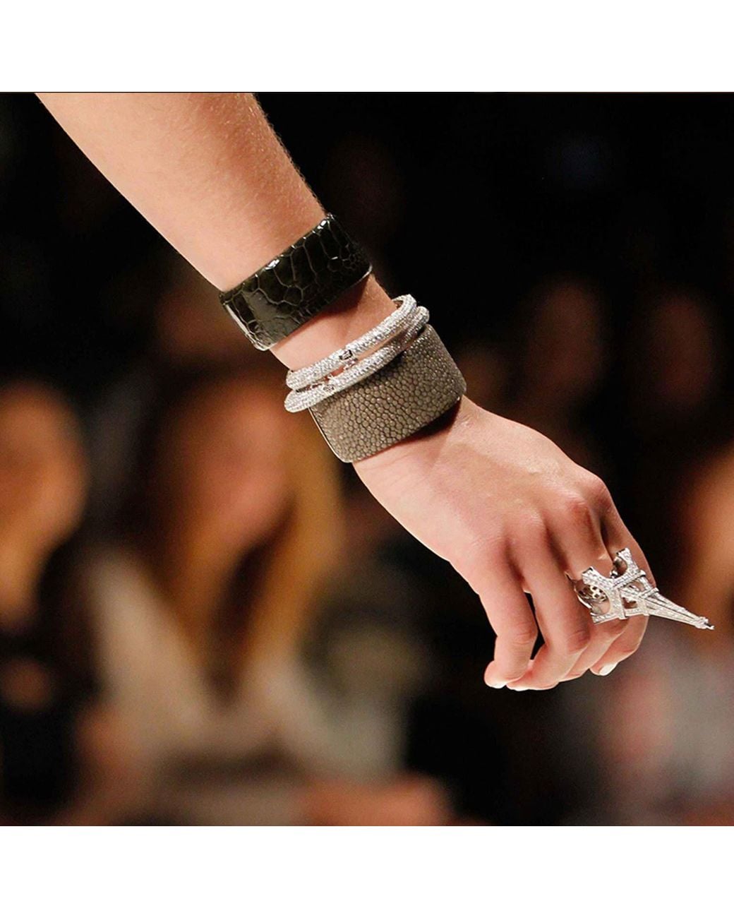 SALLY SKOUFIS Metallic Behold Bangle With Made Diamonds