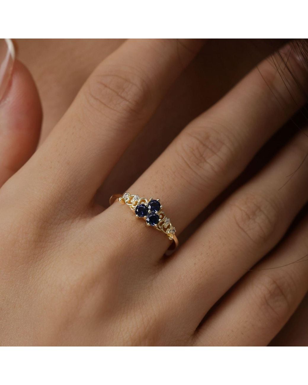 Azura Jewelry New York Blue Sapphire Of The Waterborn Ring Vermeil