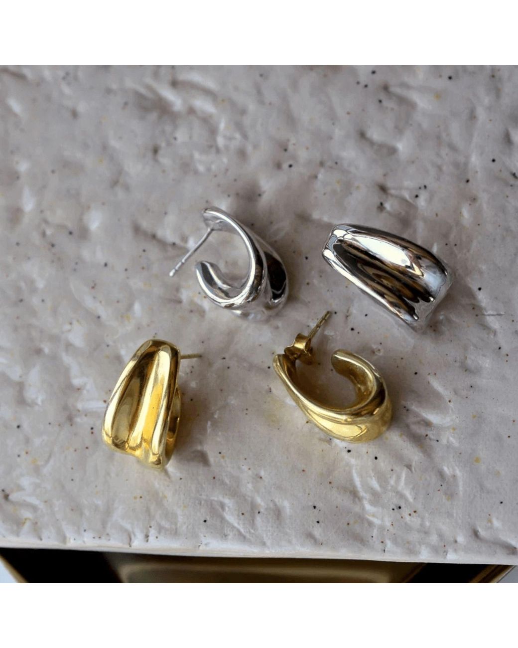 LINYA JEWELLERY White Amorphous Hoop Earrings