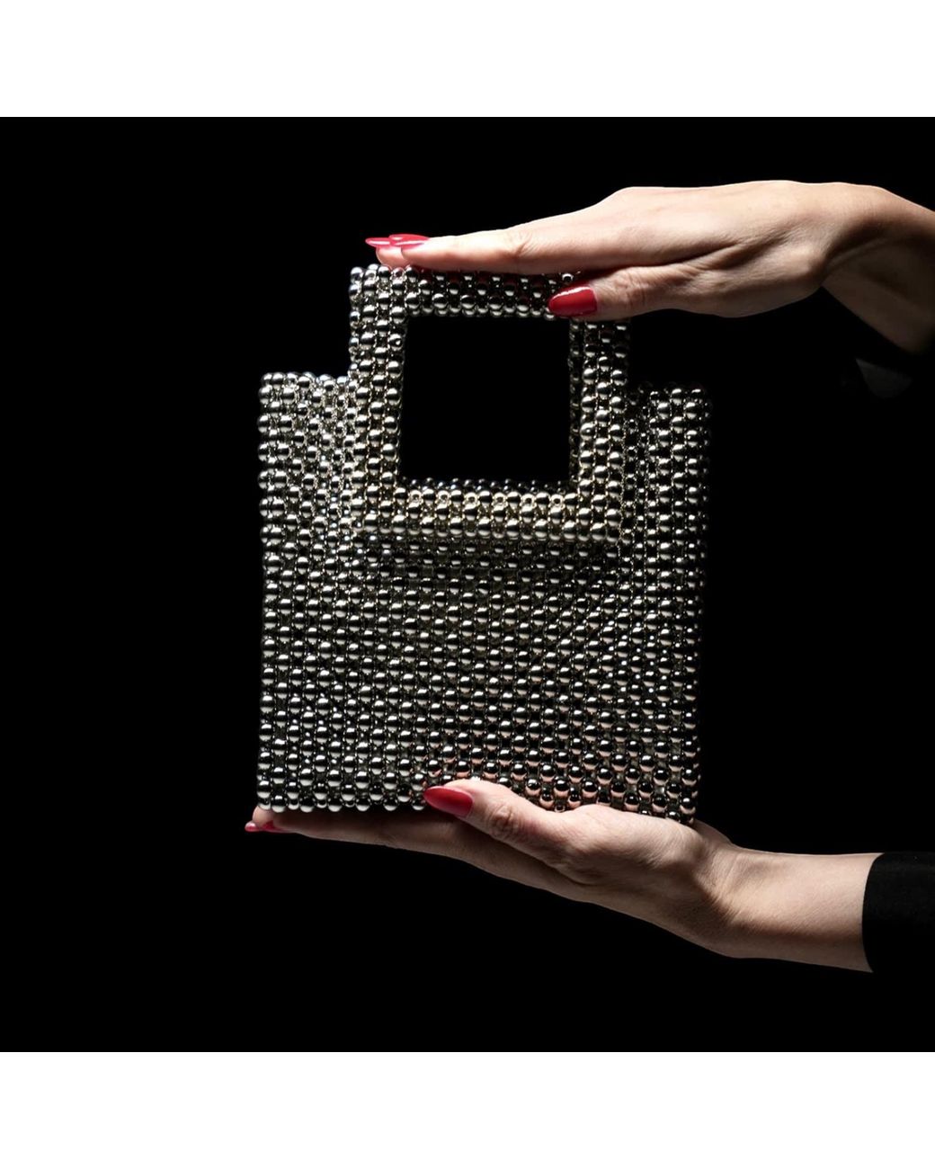 Belyed Handcraft Gray Mini Me –Stylish Handmade Bead Handbag By Belyed