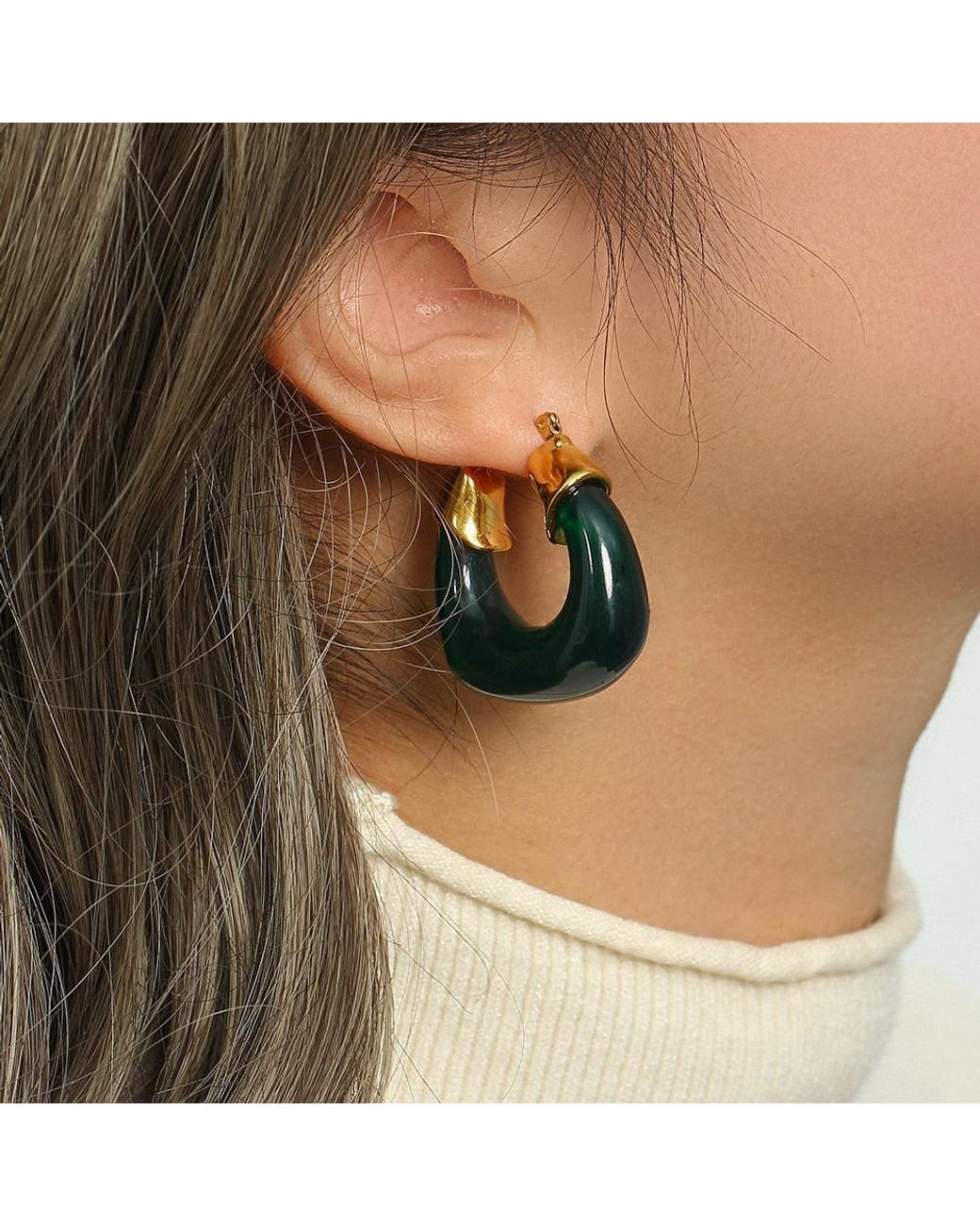Olivia Le Metallic Kylie Acrylic Hoop Earrings