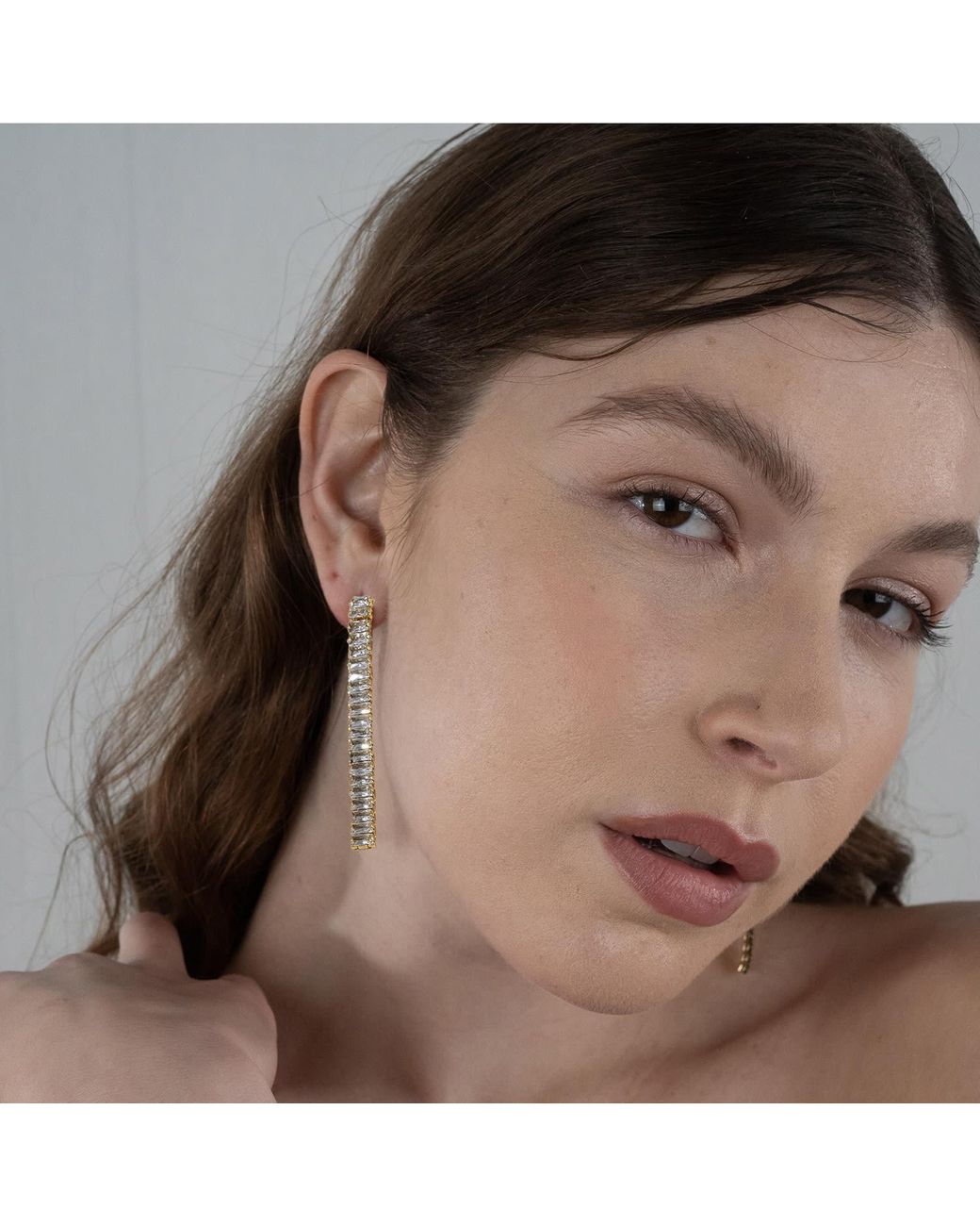 Rare Matters Jewelry Metallic Clear Crystal Beam Earrings