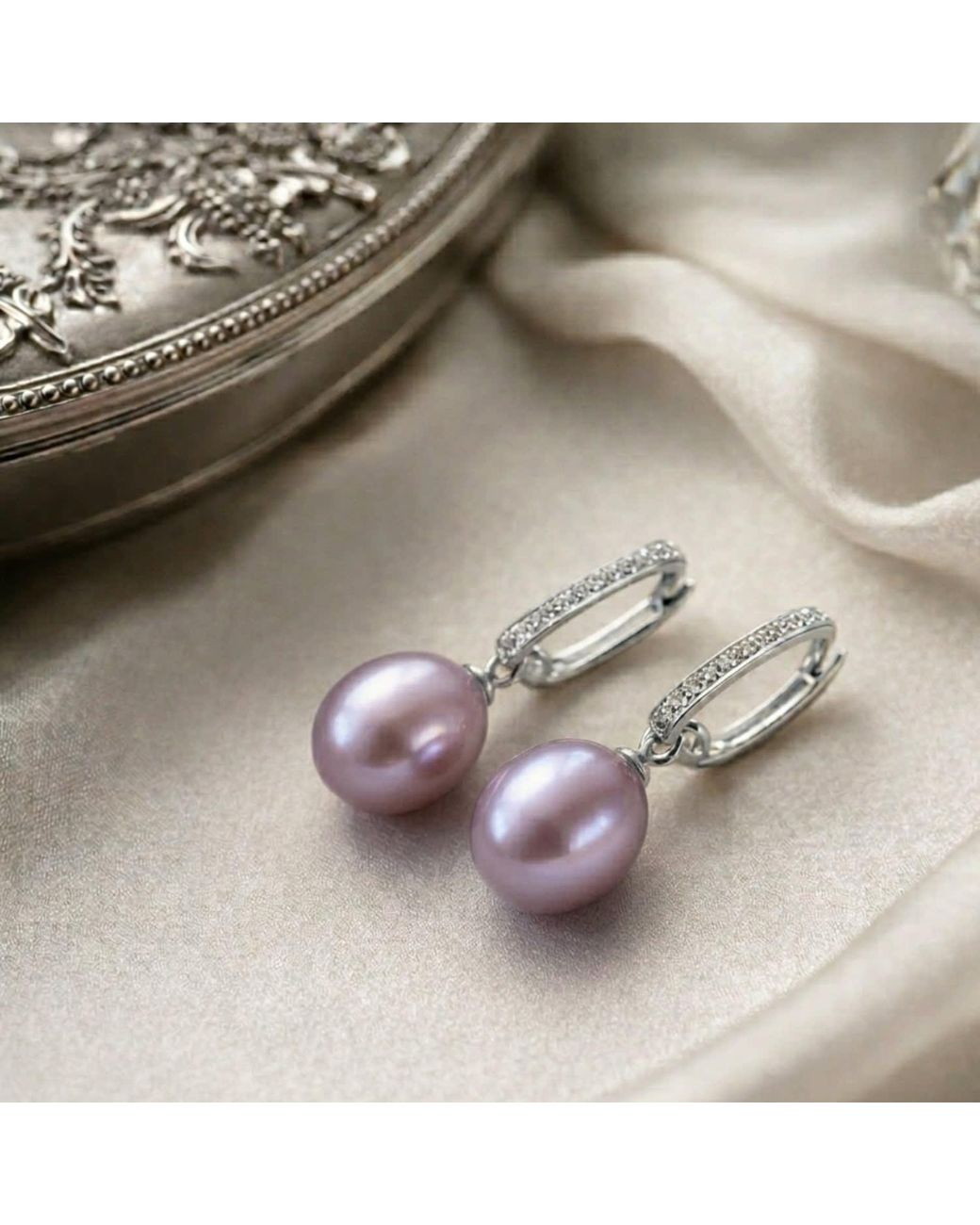 Ninemoo Pink Gleaming Zircon Pearls Earrings