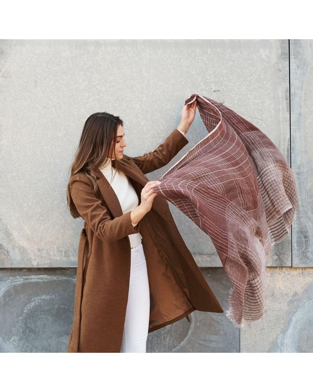 Variously Red Auro Cinnabar Handwoven Earthy Rust Linen Scarf