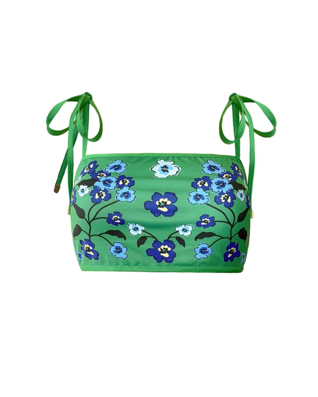 Jessie Zhao New York Green Tropical Escape Reversible Bikini Top