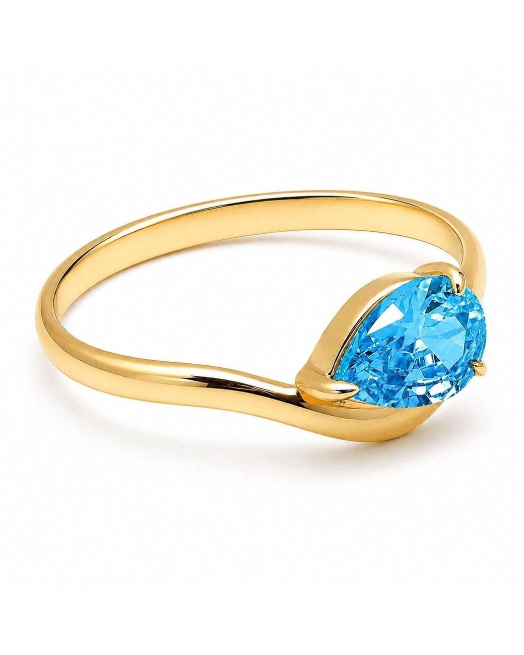 Belinda Jewelz Blue Swiss Wavy Solitair Birthstone Ring