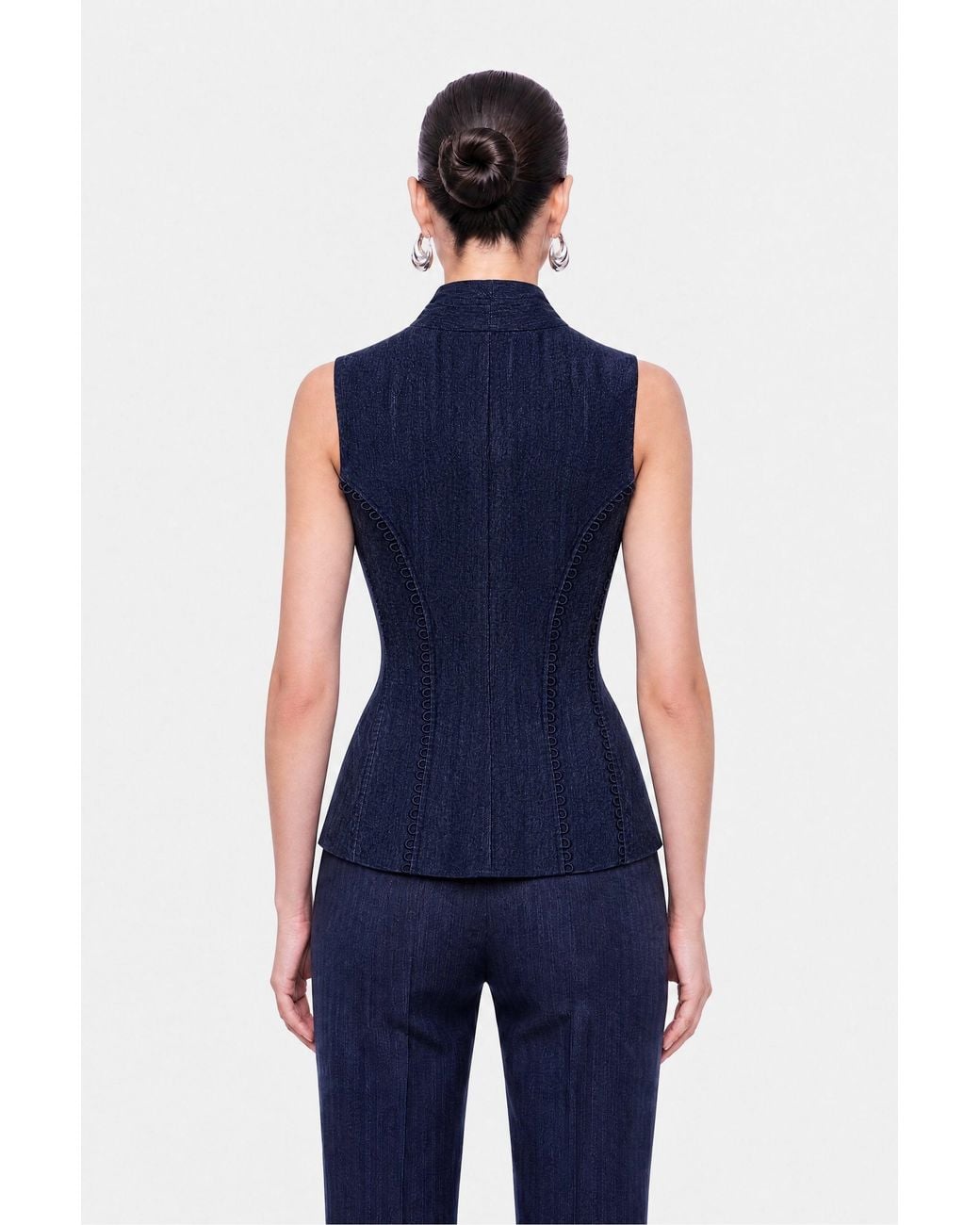 Nocturne Blue Loop Trim Tailored Vest