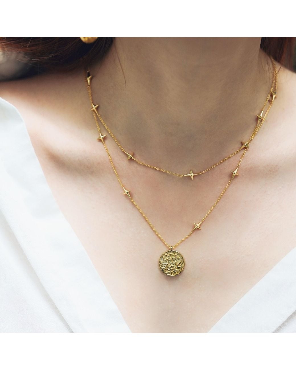 Aurozia Metallic Tarot The Star Layered Necklaces