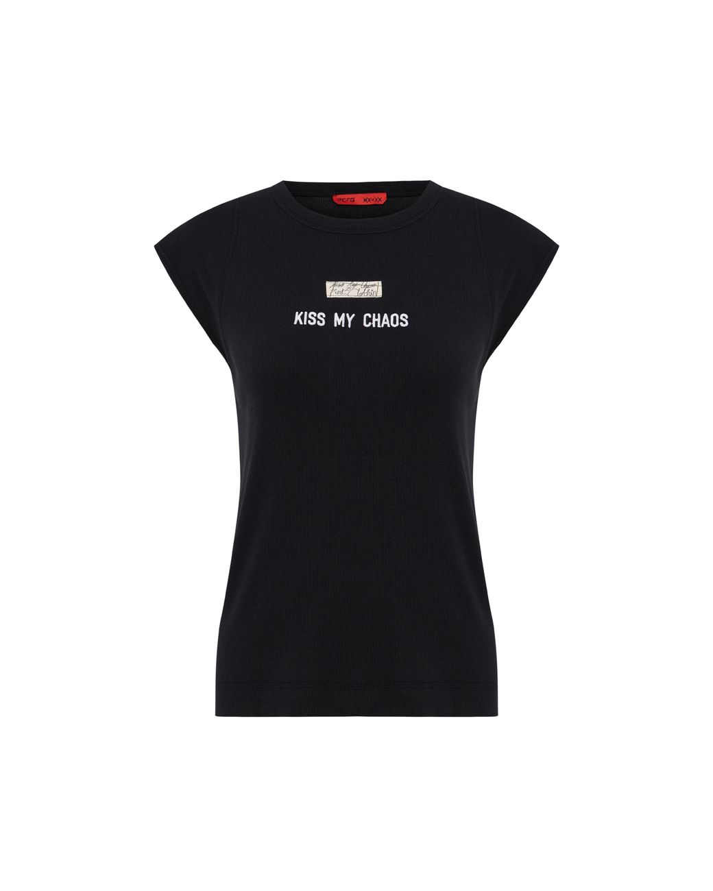 Pcfg Black Rib Tank Top With Patch for men