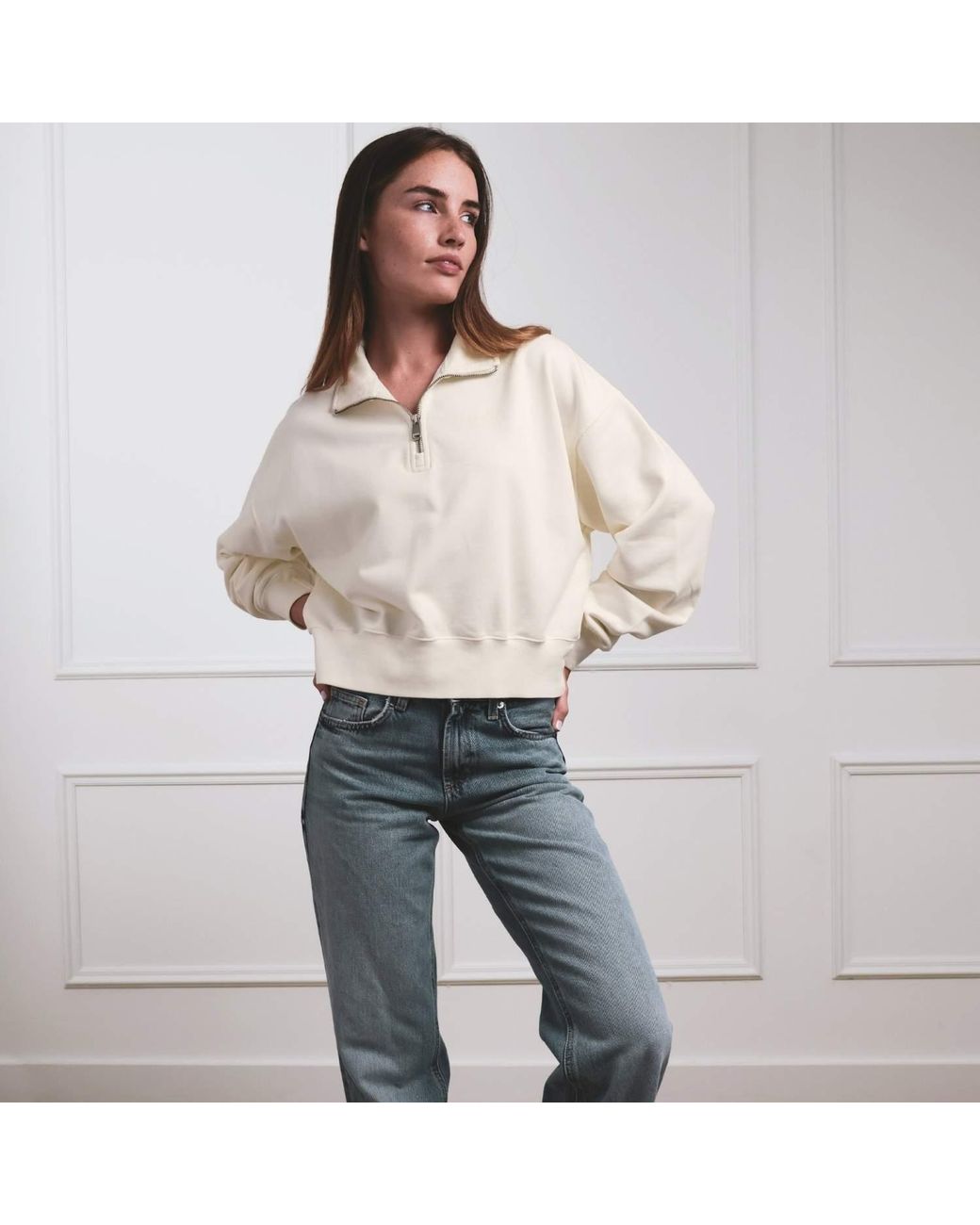 VLD Natural Neutrals Runyon Cropped Quarter-Zip Sweatshirt