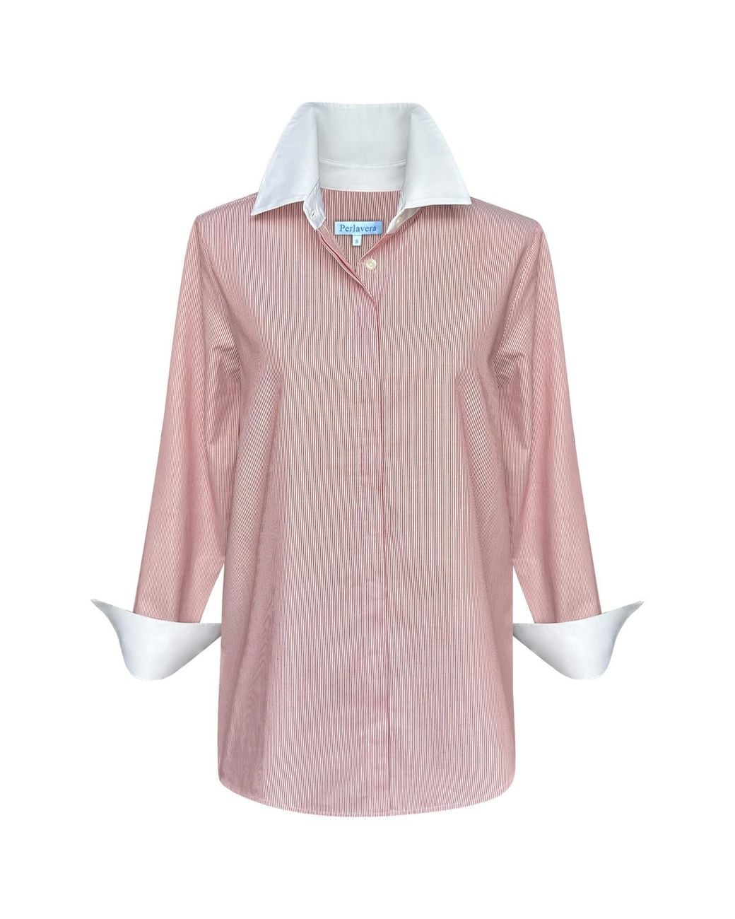 Perlavera Pink Joni Stripe- Cotton Sleeve Length Shirt