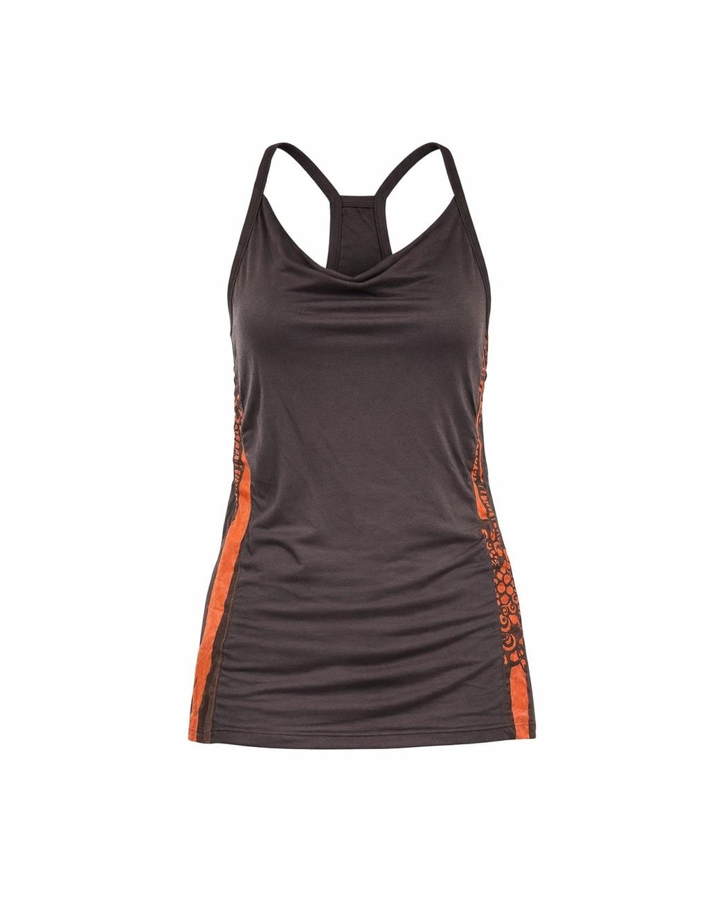 Conquista Brown Performance Racerback Tank Top With Contrast Side Panels