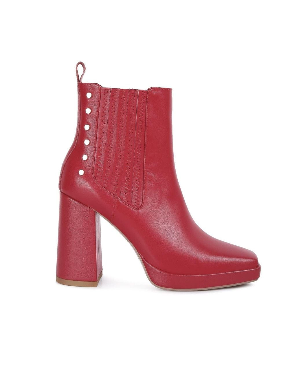 Rag & Co Red Grape-Vine High Heeled Leather Boot
