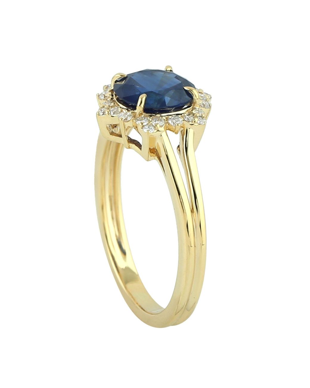 Artisan Blue Sapphire & Diamond Halo Solitaire Ring