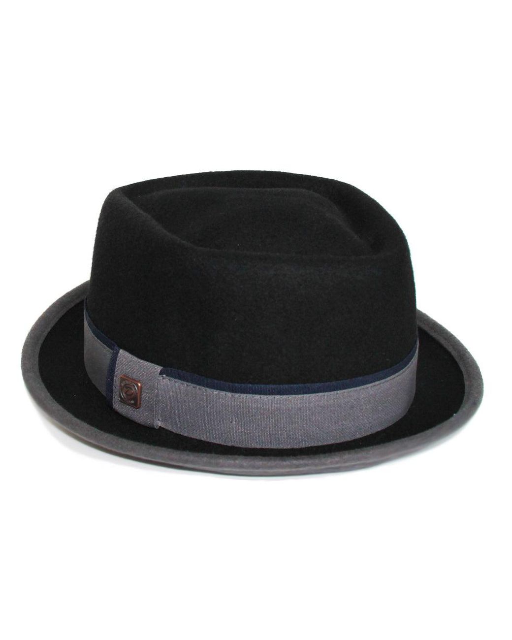 Dasmarca Hats Black Edward Two Tone Felt Winter Porkpie Hat for men
