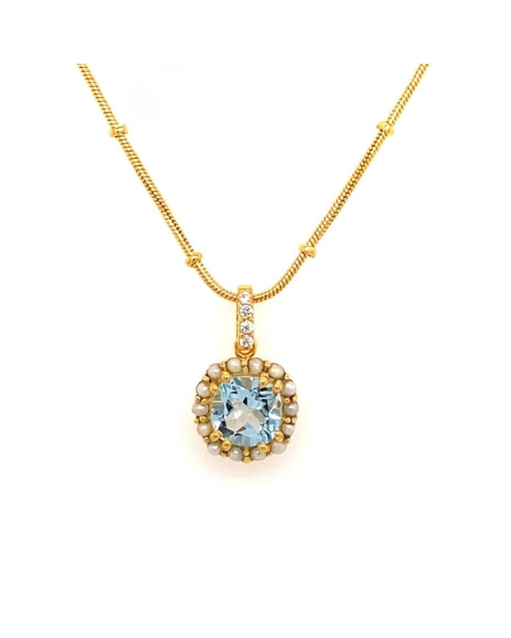 GEM BAZAAR Metallic Diana Topaz Pearl Pendant & Chain