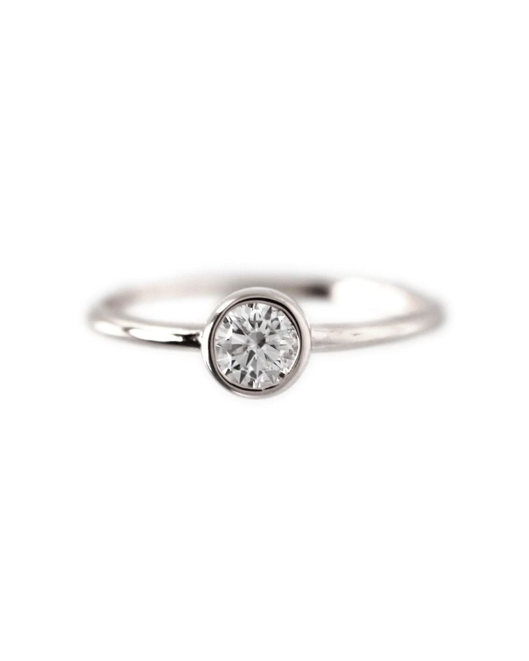 VicStoneNYC Fine Jewelry Metallic Natural Diamond Bezel Setting Engagement Platinum Ring
