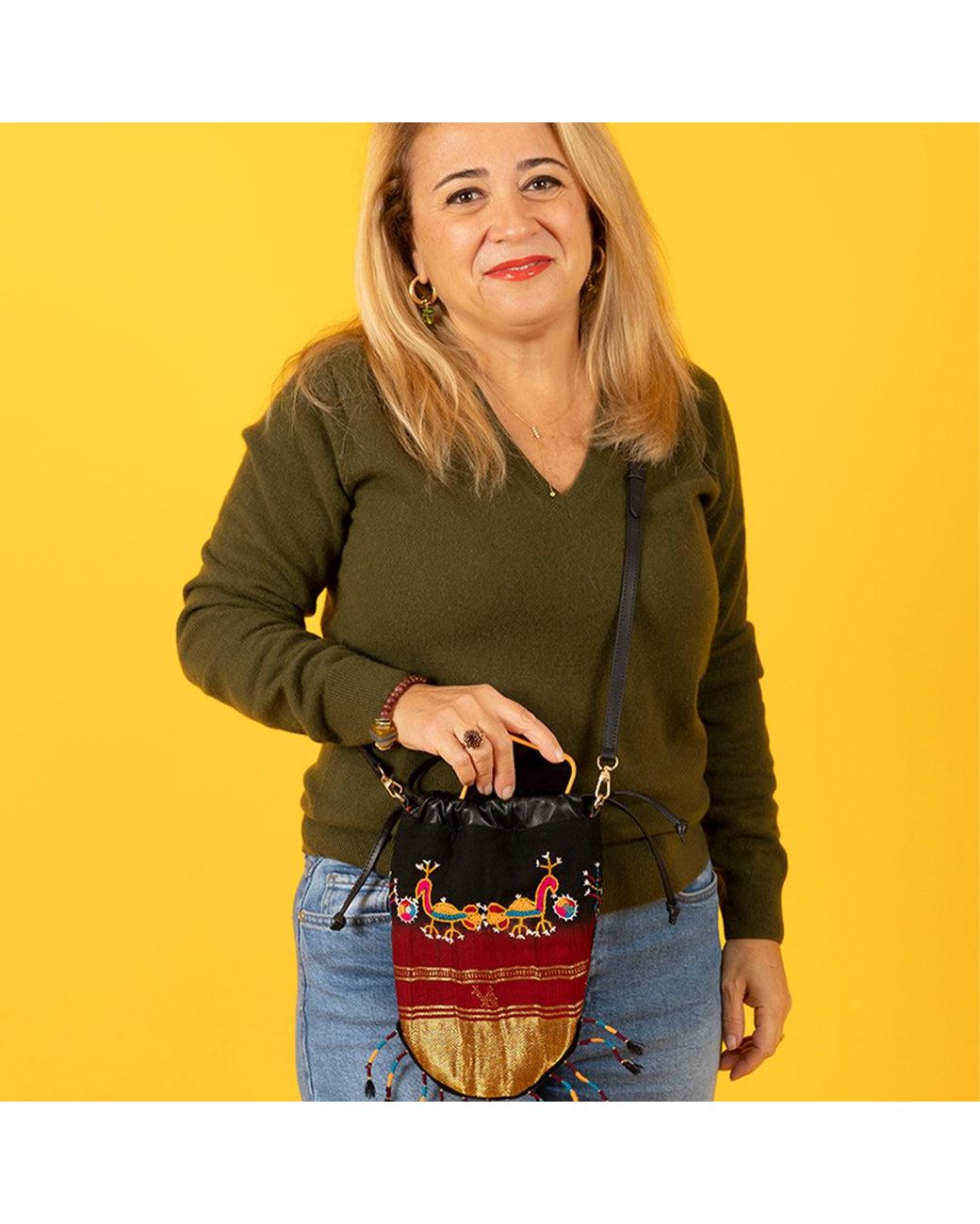SJW BAGS LONDON Red Islington Drawstring Pouch Bag