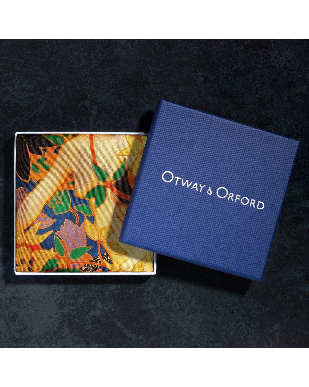 Otway & Orford Multicolor 'The Hunt' Silk Pocket Square for men