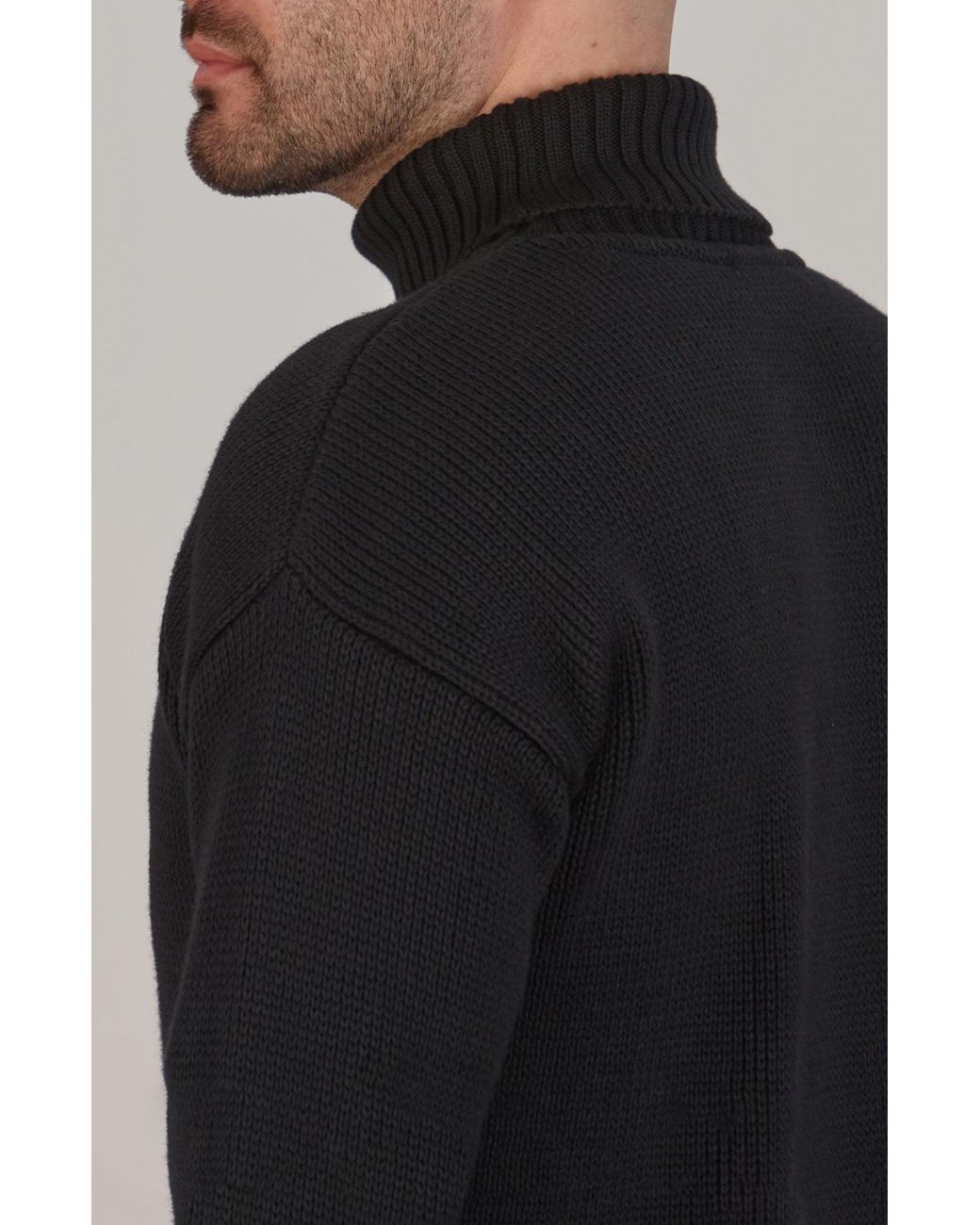Paul James Knitwear Blue Heavyweight Cotton Arthur Submariner Roll Neck Jumper for men