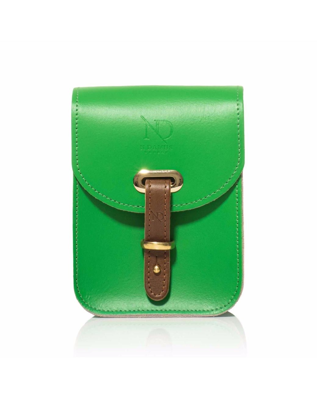 N'damus London Green Mini Elizabeth Emerald Leather Crossbody Satchel Bag