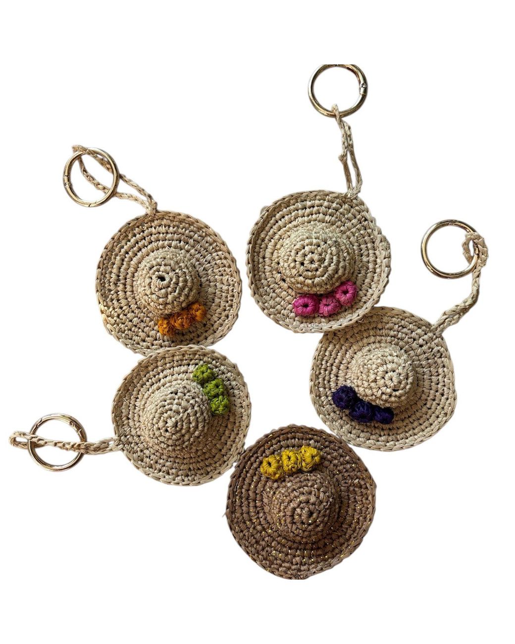 Zanatany Concepts Multicolor Accessories Mini Hat Raffia Keyring