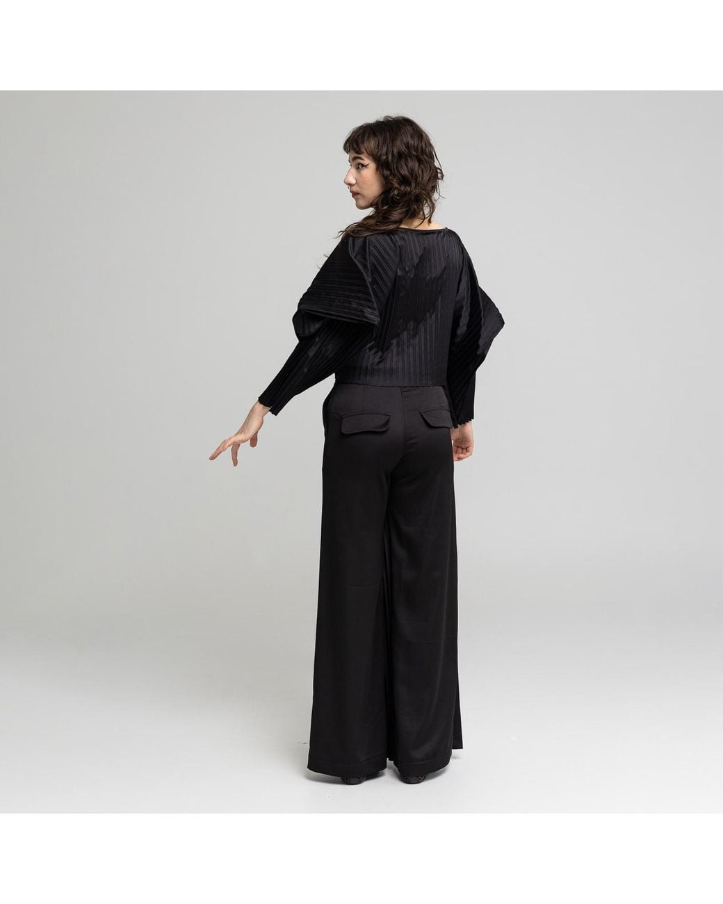 ARTISTA Black Echo Pleated Blouse
