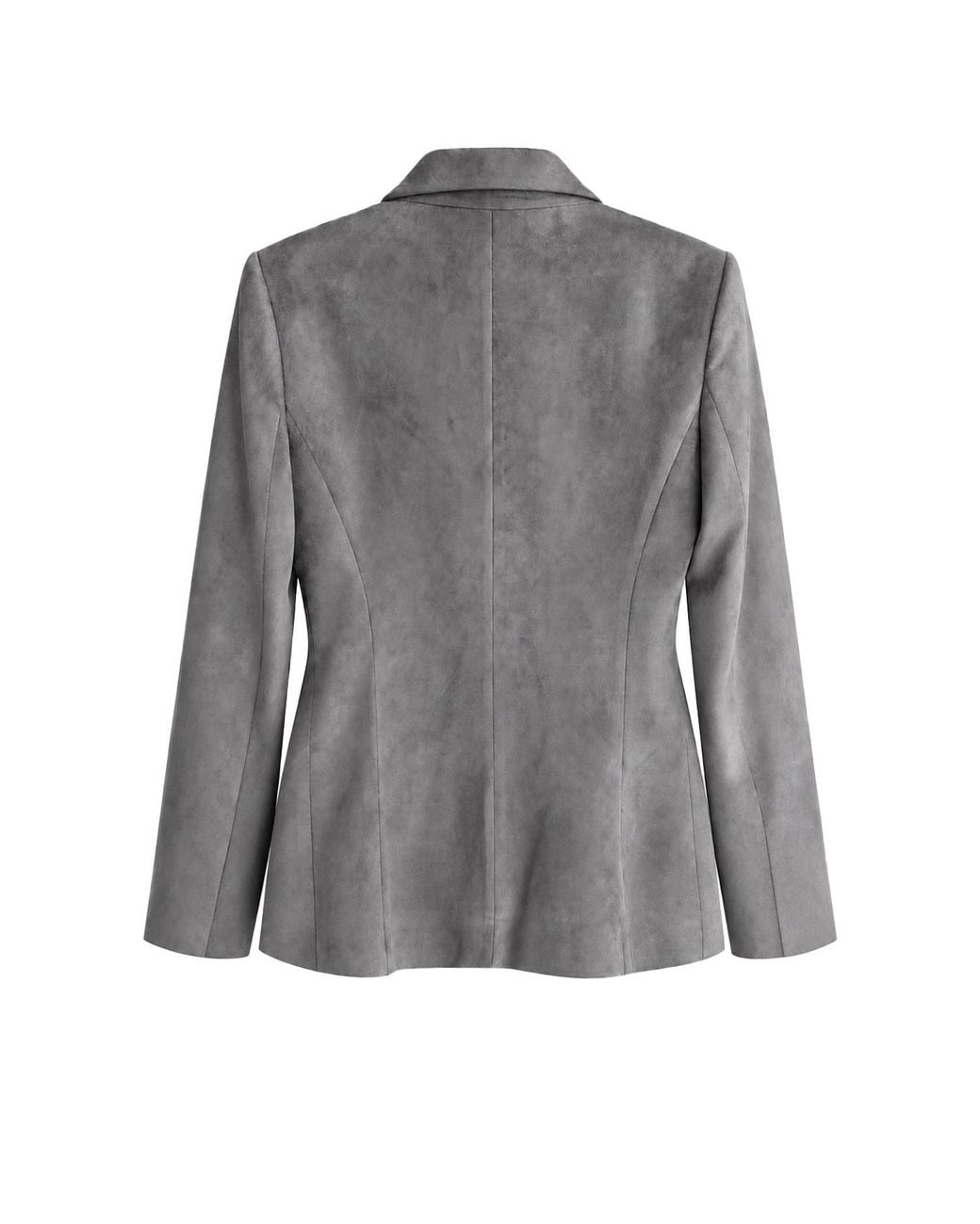Malo Gray Suede Jacket With Asymmetric Fringe Detail