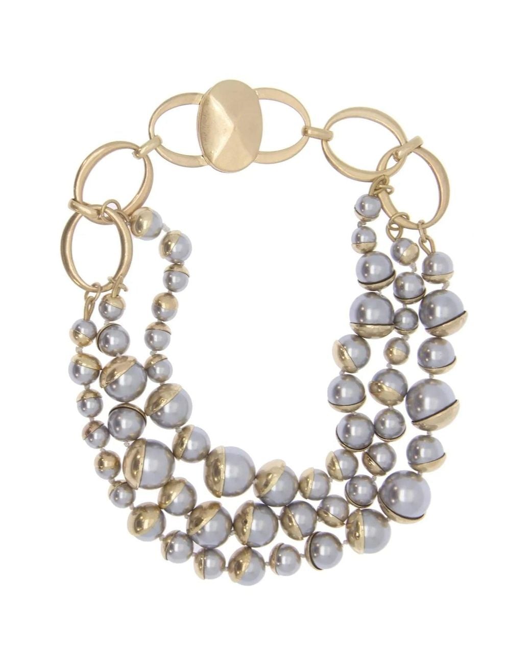 Saachi White Half Moon Pearl Statement Necklace