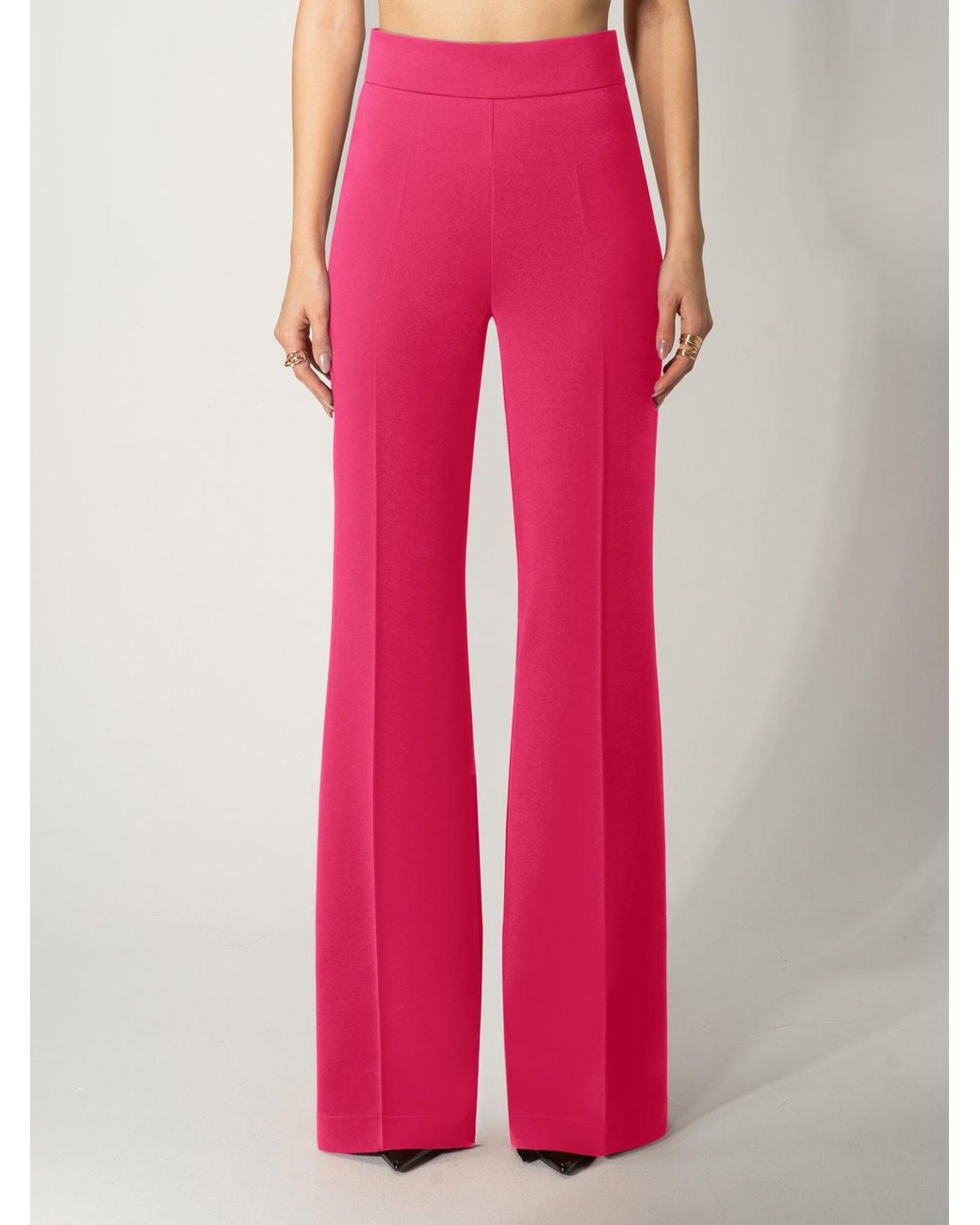 Tia Dorraine Pink High-Waist Flared Trousers Hot