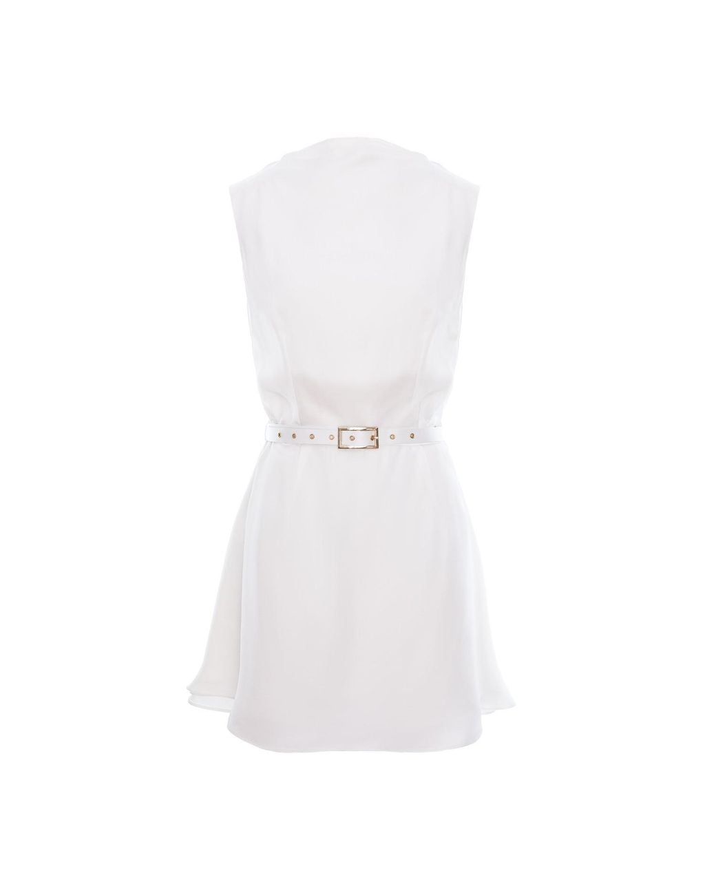 AVENUE No.29 White Cowl Neckline A Line Viscose Mini Dress