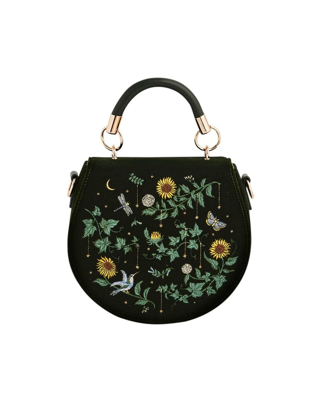 Fable England Black Charlotte Sunflower Top Handle Bag