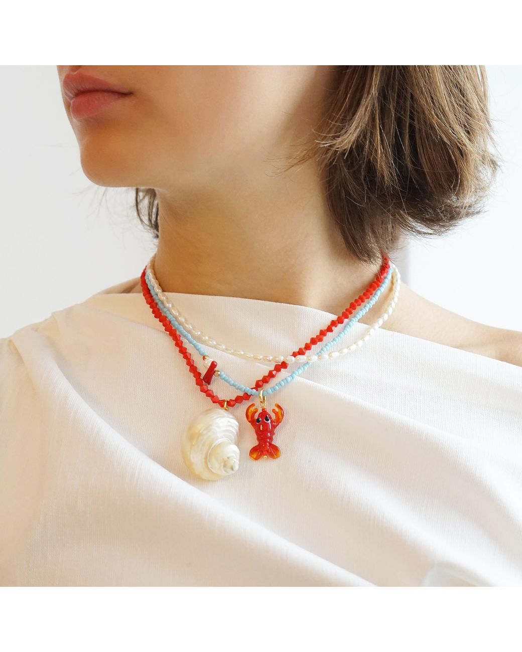 Smilla Brav Red Lobster Bling Necklace