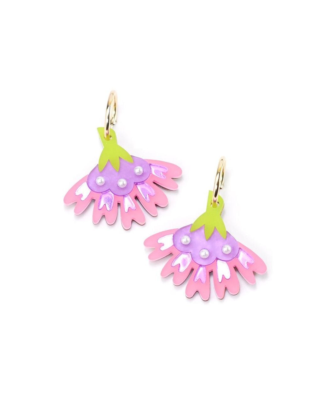 By Chavelli Pink Cosmos Flower Earrings
