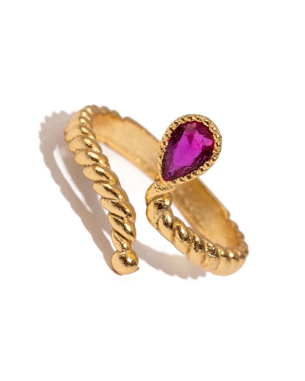 Ebru Jewelry Pink Passion Teardrop Ruby Adjustable Ring