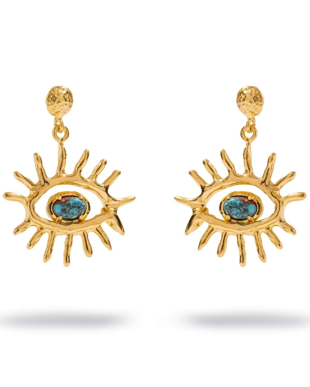 Ebru Jewelry Metallic Kept Safe Evil Eye Drop Earrings