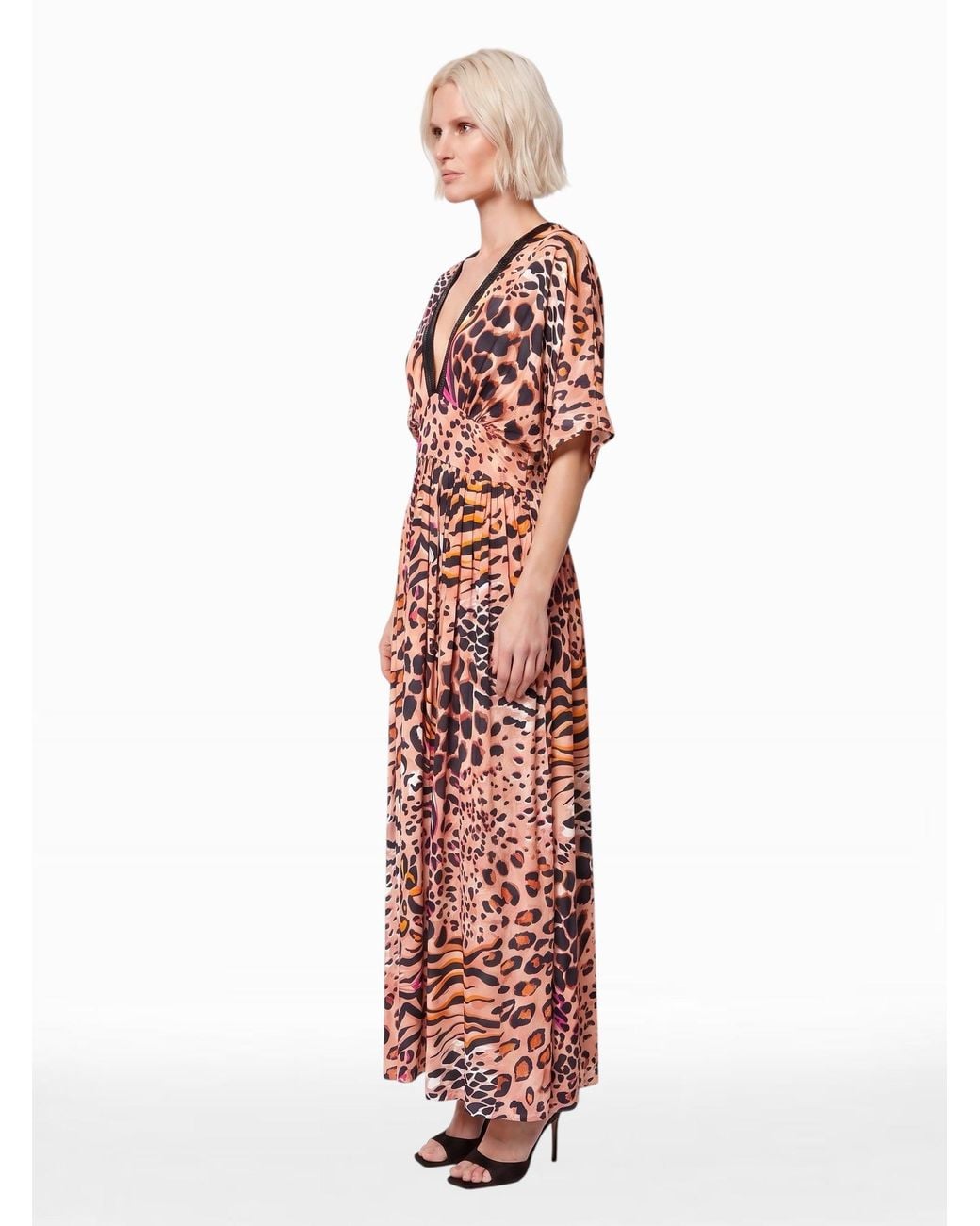 Any Old Iron White Neutrals Neutral Animal Kaftan Dress