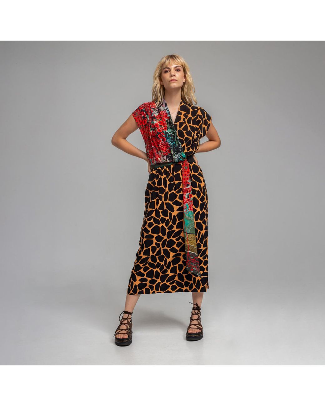 ARTISTA Multicolor Terra Wrap Effect Maxi Dress