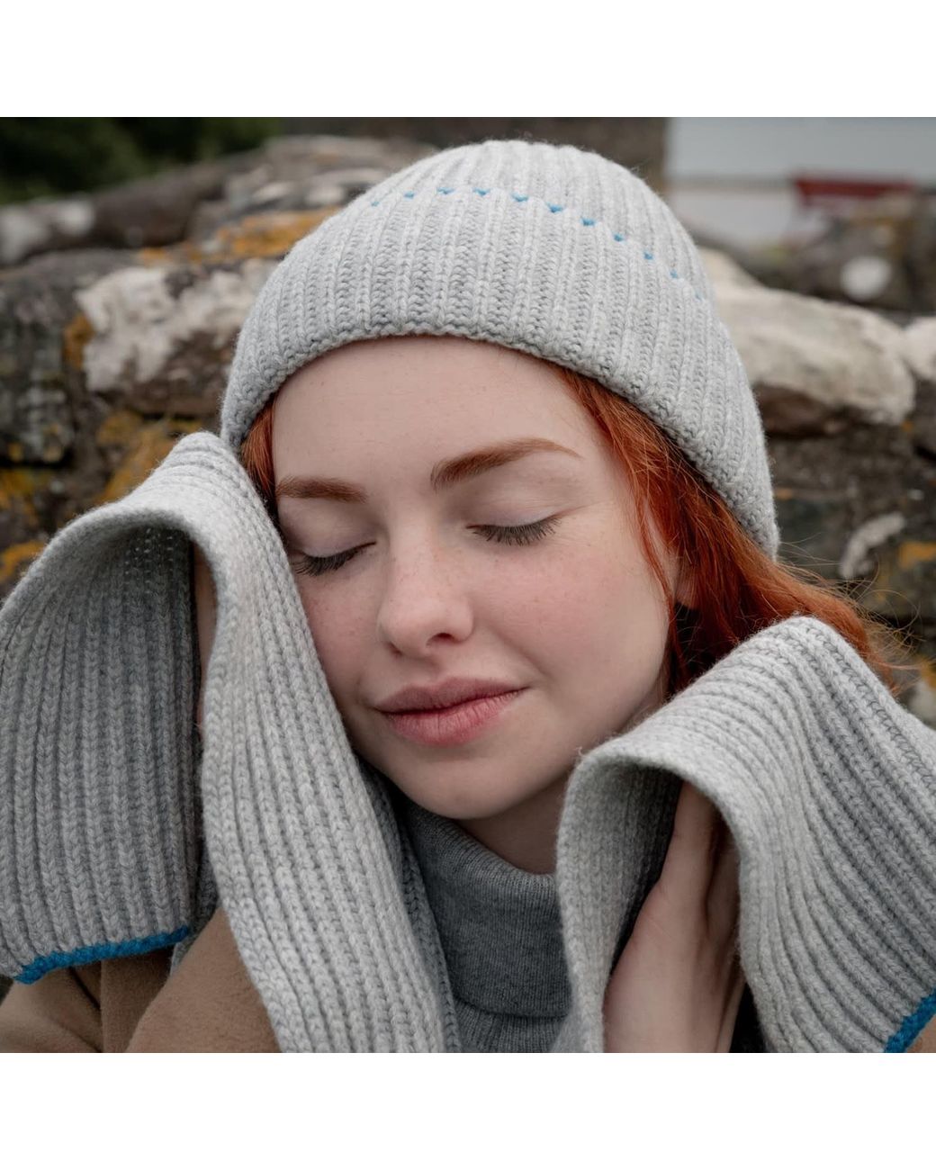 Kinalba Natural Neutrals Ladies Camel Chunky Ribbed Cashmere Beanie Hat