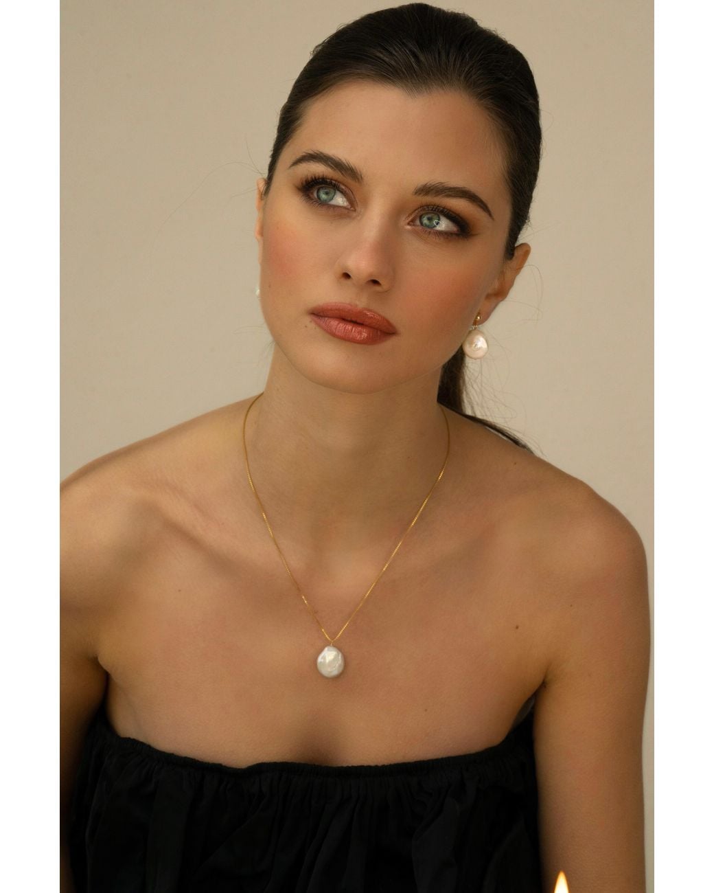 Katy Faye Metallic Luna Pearl Necklace
