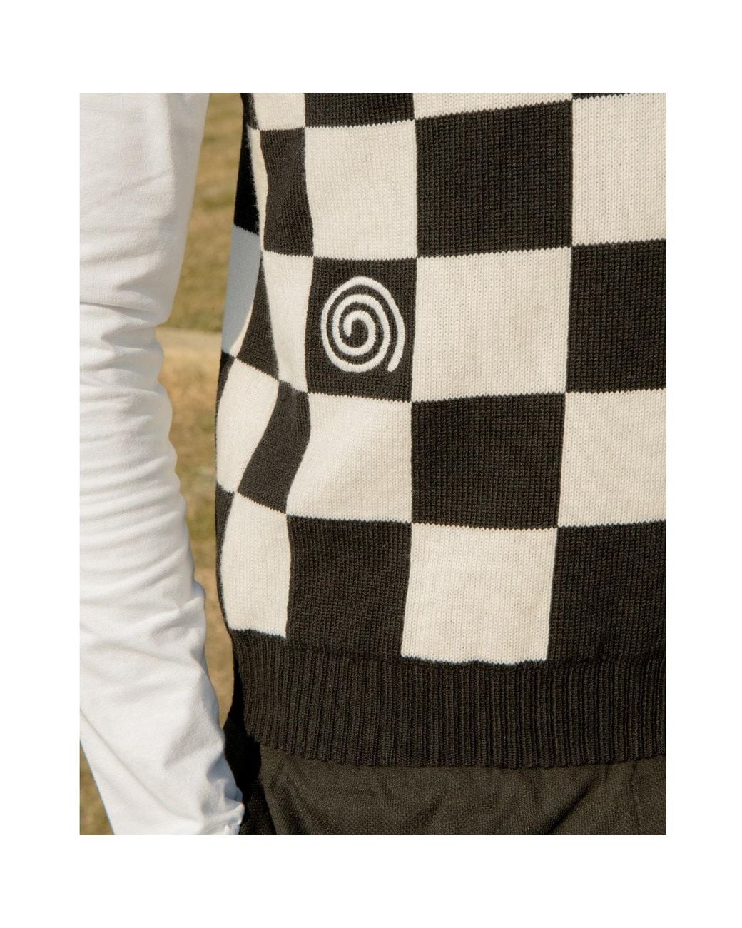 INGMARSON Black Embroidered Checked Wool & Cashmere Vest for men