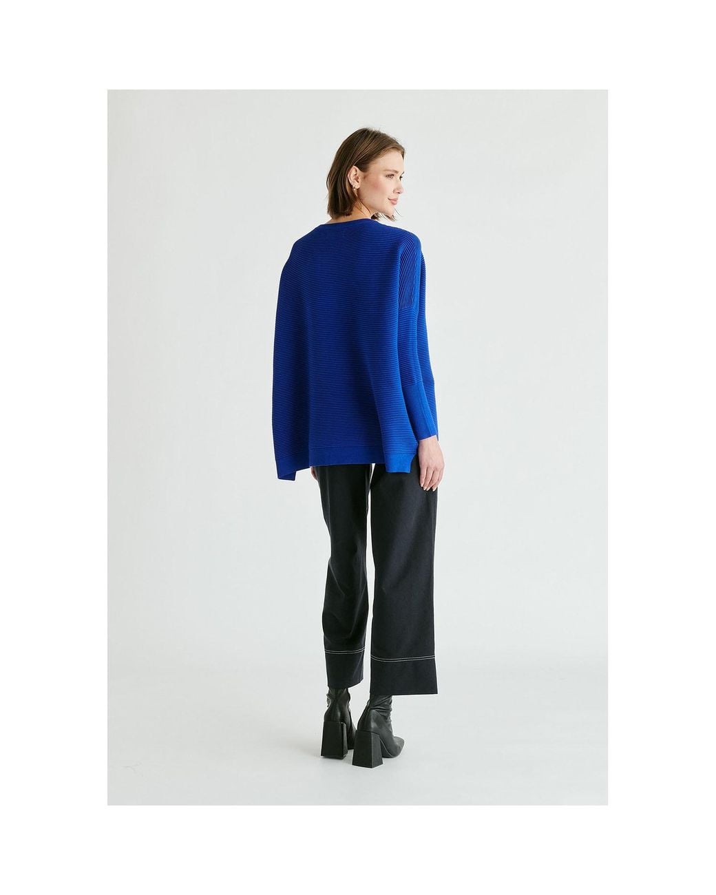 Paisie Blue Ribbed Jumper
