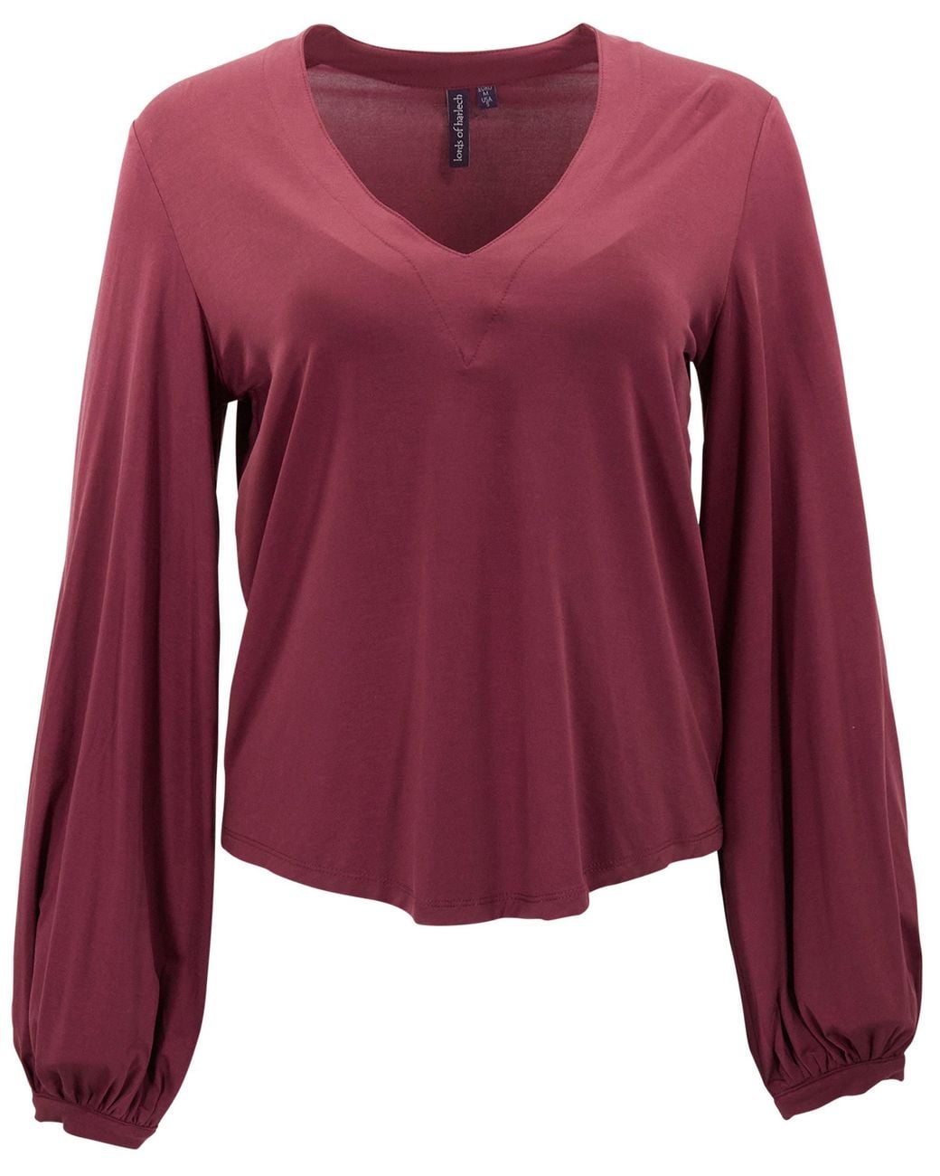 Lords of Harlech Red Val Port Lyocell Stretch V-Neck Top