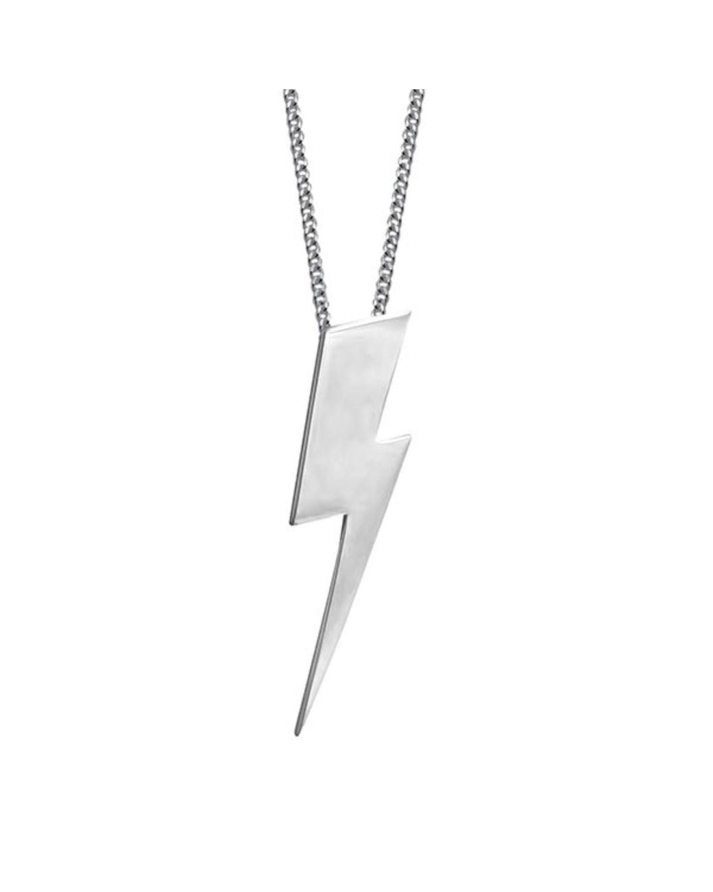 Edge Only Metallic Flat Top Lightning Bolt Pendant Sterling