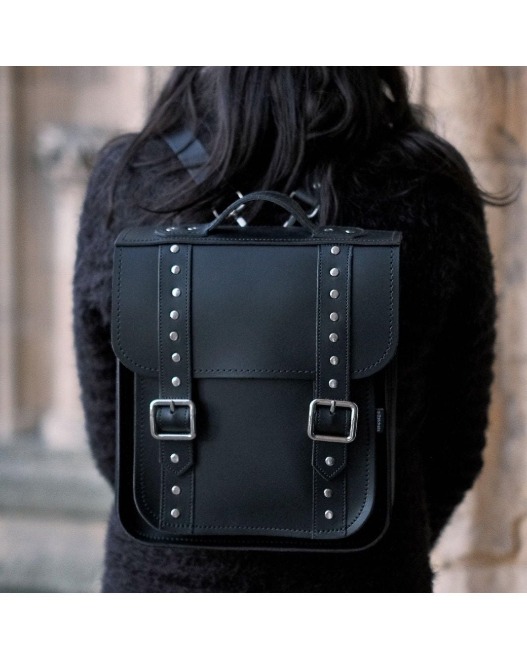Zatchels Black Handmade Leather City Backpack